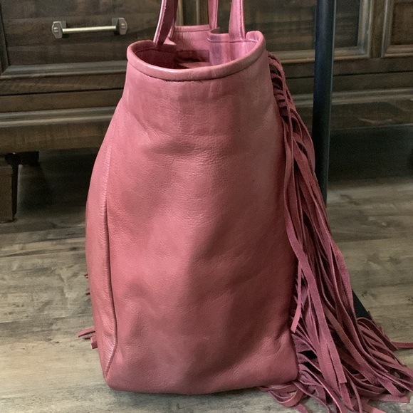 FRYE “VIVIAN” BURGUNDY LEATHER FRINGE BOHO PURSE - Picture 5 of 11